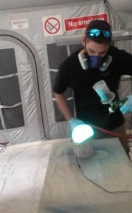 td customs applying lumilor electroluminescent paint, lumilor lab