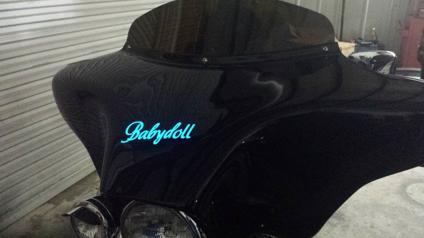 Lumilor electroluminescent paint on Harley