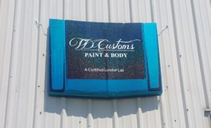 TD Customs custom hood shop sign